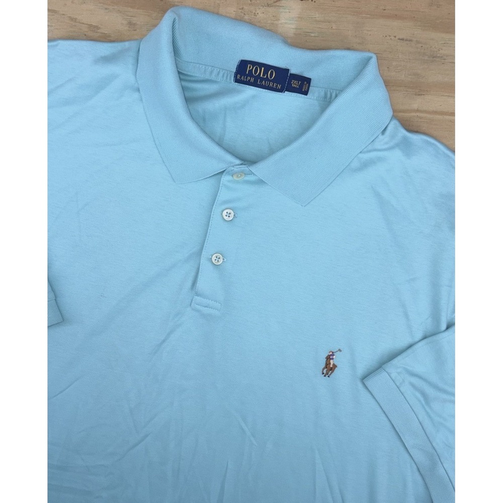 Polo Ralph Lauren Polo Shirt Mens 2XLT XXL Tall Teal Short Sleeve Flesh Pony - Picture 1 of 8